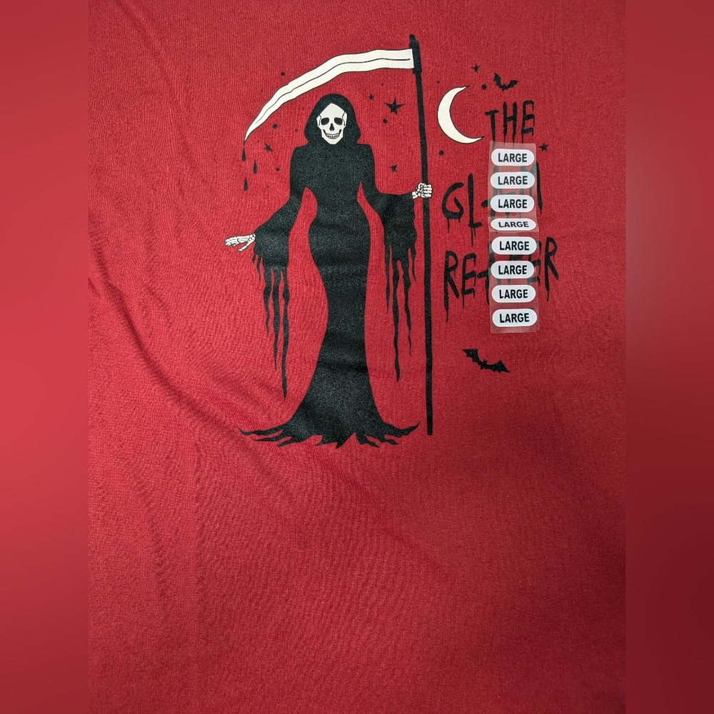 NWT Large Red T-Shirt Short Sleeves 'The Glam Reaper - Picture 3 of 6